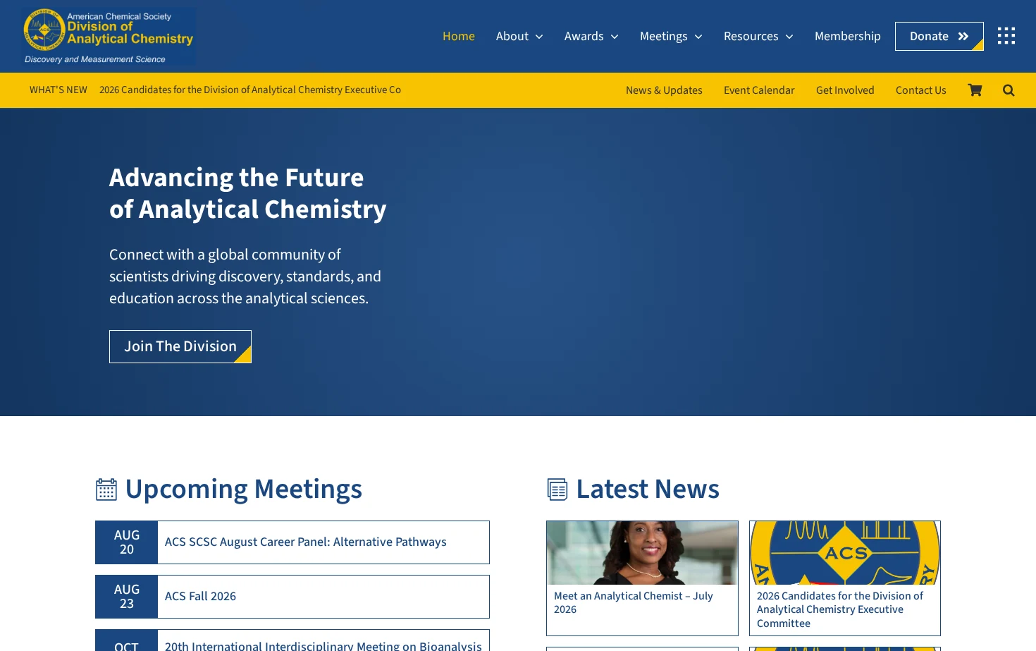ACS Division of Analytical Chemistry 页面快照